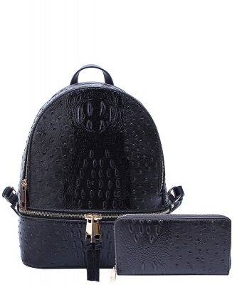 Ostrich Croc 2-in-1 Backpack OS1062W BLACK